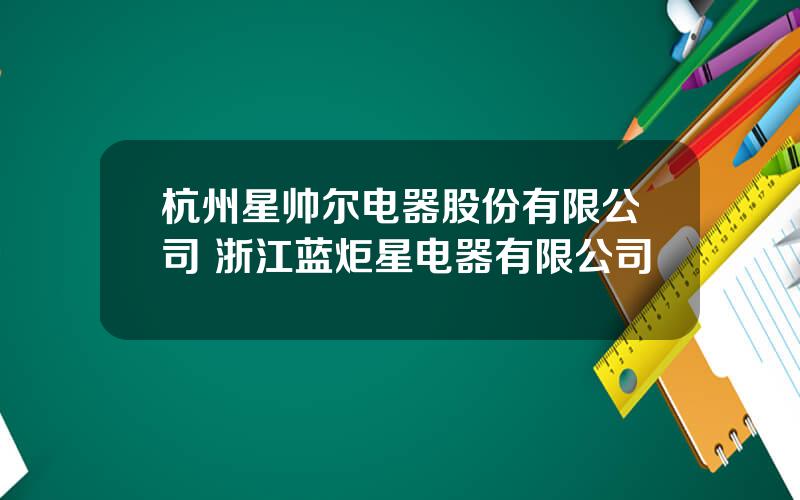 杭州星帅尔电器股份有限公司 浙江蓝炬星电器有限公司